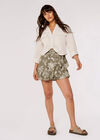 Palm Scene Wrap Skort, Khaki, large