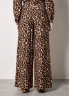 Leopard Print Wide-Leg Trousers, Brown, large