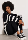 Cotton Blend Chunky Stripe Jumper, Black, large