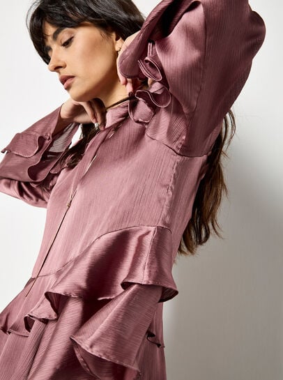 Ruffle Crinkle Satin Top