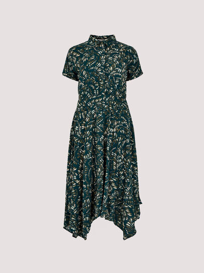 Abstract Print Shirt Midi Dress