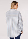 Multi Stripe Oversized Shirt, Blue, large