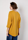 Waffle Knit Batwing Top, Mustard, large