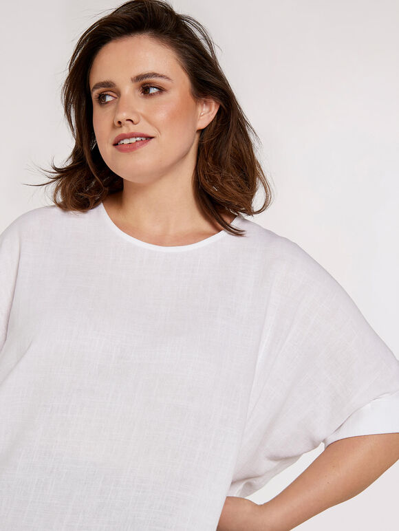 Curve Textured Top, White, large