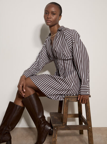 Stripe Shirt Cotton Mini Dress
