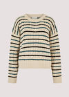 Plaited Knit Stripe Jumper, Stone, large