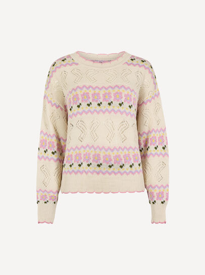 Pointelle Knit Butterfly Floral Jumper