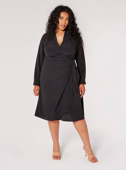 Curve Wrap Shirt Midi Dress 