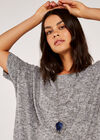 Short Sleeve Drop Shoulder Top, Grey, large