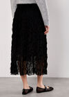 Wavy Tulle Midi Skirt, Black, large