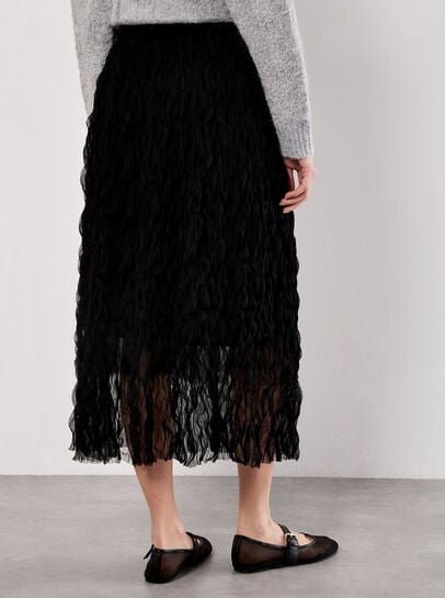 Wavy Tulle Midi Skirt