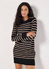 Striped Knitted Dress, Black, large