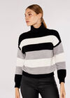 Ribbed Colour Block Stripe Jumper, Black, large