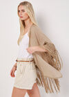 Slub Shimmer Fringe Cover-Up Cardigan, Stone, groß