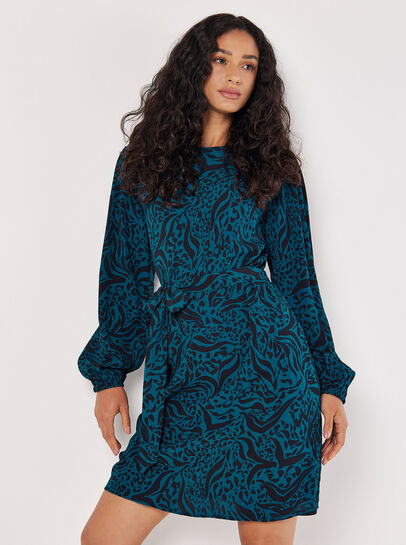 Mixed Animal Print Shift Mini Dress