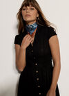 Linen Blend Shirt Mini Dress, Black, large