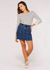 Denim Mini Skirt, Blue, large