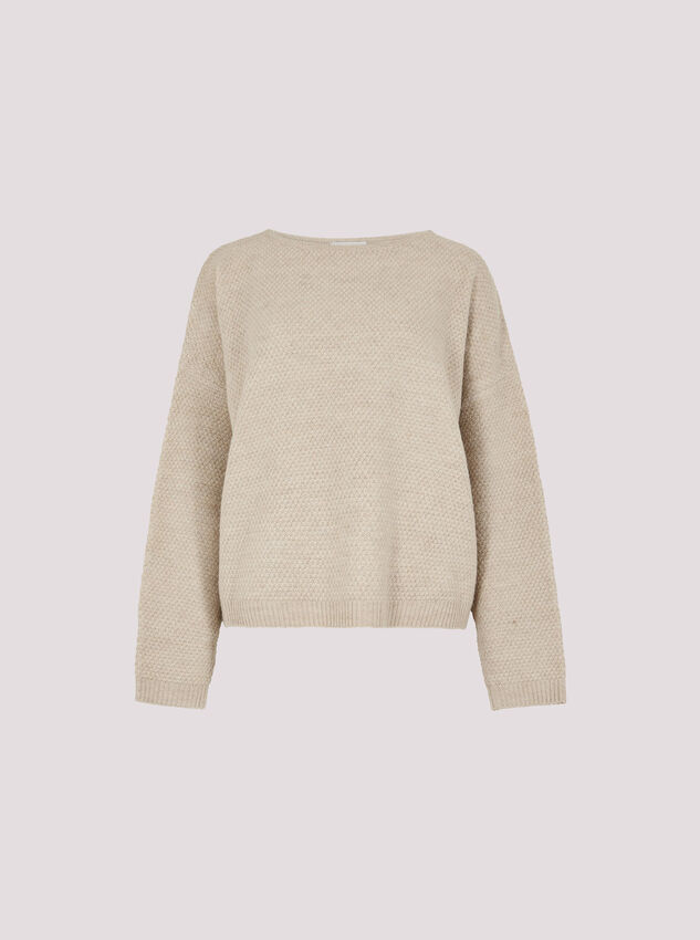 Waffle Knit Batwing Jumper, Stone, large