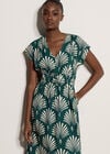 Fan Print Midaxi Dress, Green, large
