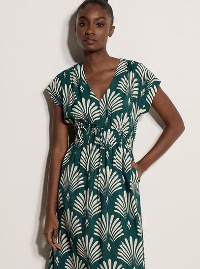 Fan Print Midaxi Dress
