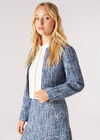 Shimmer Tweed Cropped Blazer, Blue, large