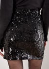 Multi Sequin Bodycon Mini Skirt, Black, large