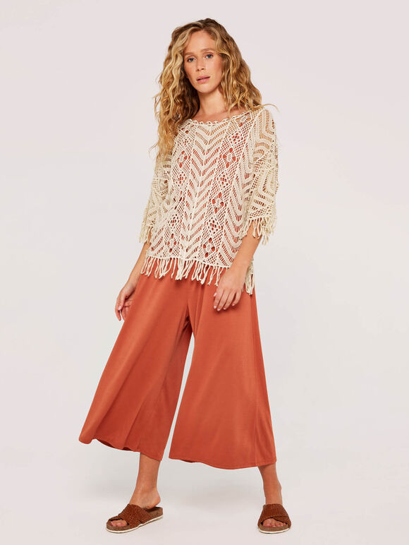 Crochet Fringe Edge Top, Stone, large