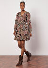 Patchwork Floral Shimmer Mini Dress, Green, large