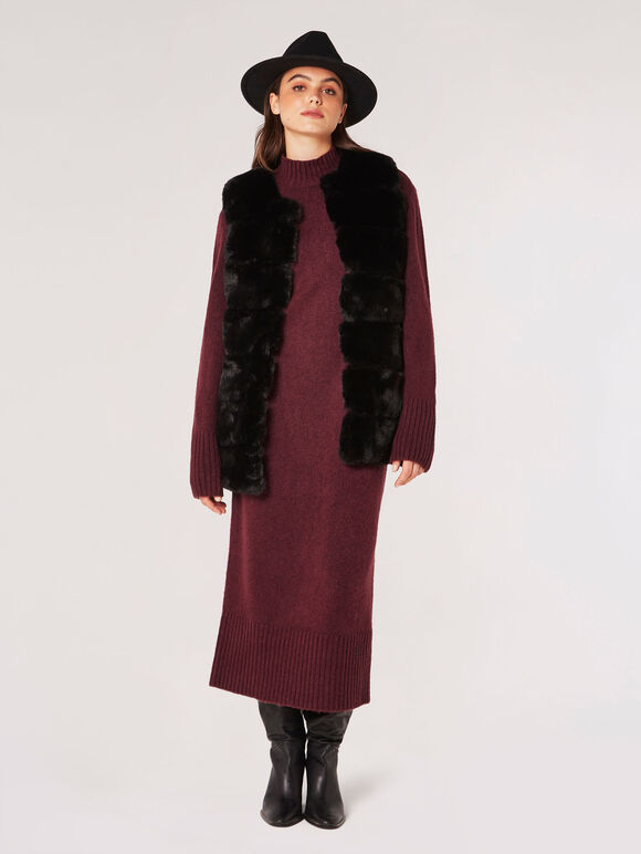 Soft Touch Faux Fur Gilet, Black, large