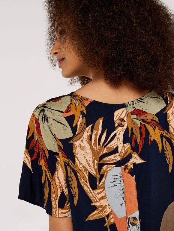 Lily Petal Button Top, Navy, large