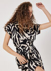 Textured Satin Zebra Print Midi Dress, Cream, large