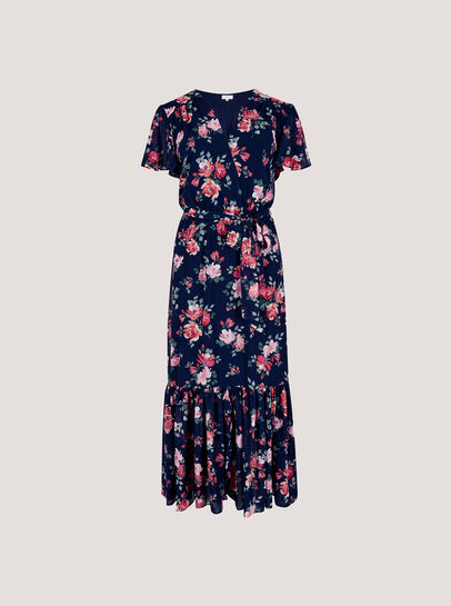 Painterly Roses Wrap Maxi Dress
