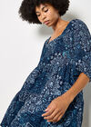 Floral Print Tiered Mini Dress, Navy, large