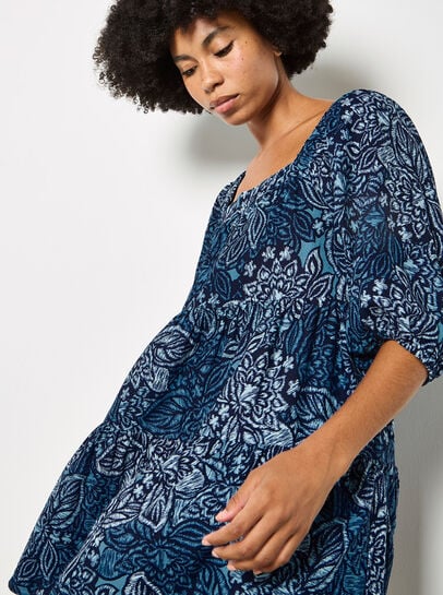 Floral Print Tiered Mini Dress