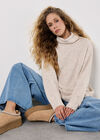 Oversized Roll Neck Tunic Jumper, Cream, large