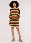 Striped Cocoon Batwing Dress, Khaki, large