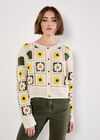 Patchwork Daisy Crochet Cardigan, Yellow, large