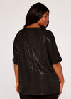 Curve Mini Sequin Batwing Top, Black, large