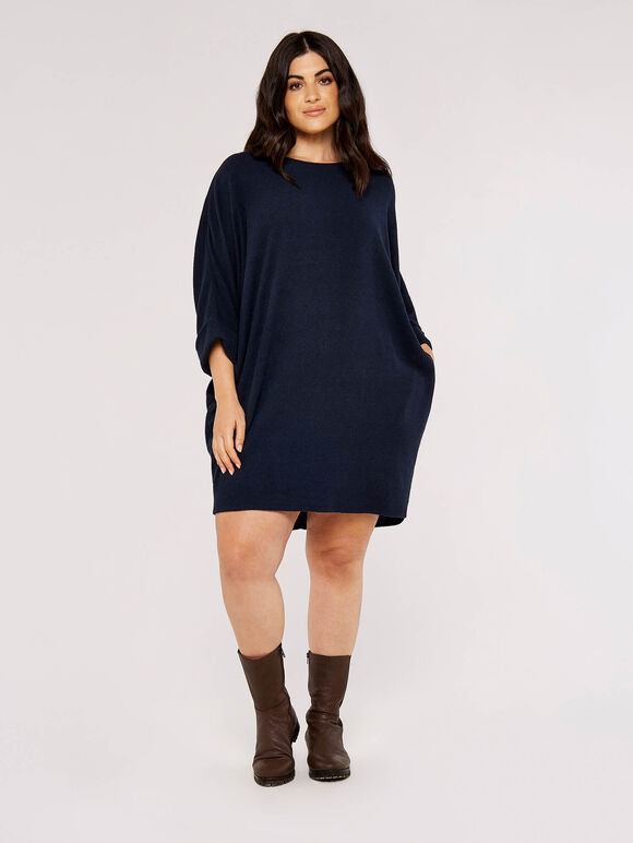 Curve Cocoon Dress, Navy, large