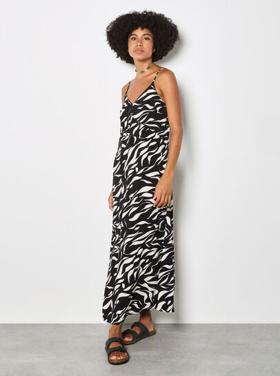 Animal Print Trapeze Cami Maxi Dress