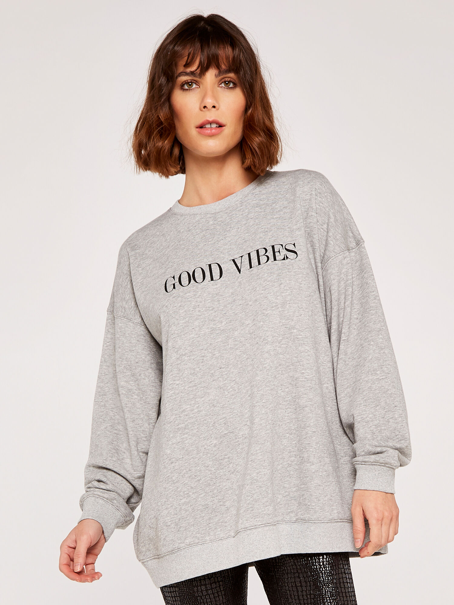 Good Vibes Oversized Jumper Apricot Clothing