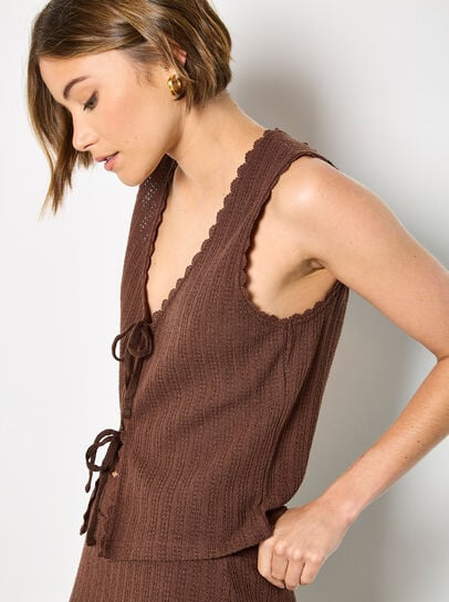 Pointelle Knit Waistcoat