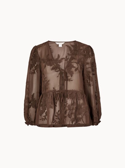 Embroidered Floral Chiffon Top