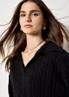 Twisted Cable Knit Crop Jumper, Black, large