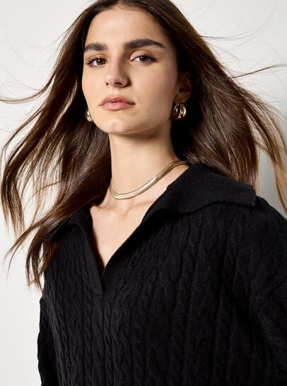 Twisted Cable Knit Crop Jumper