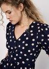 Polka Dot Button-Down Midi Dress, Navy, large