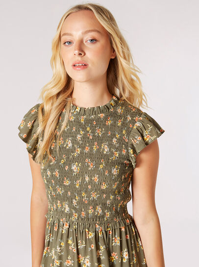 Floral Bunch Smocked Mini Dress