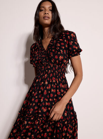 Floral Print Smocked Mini Dress
