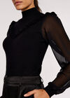 Ruffle Chiffon Sleeve Jumper, Black, large