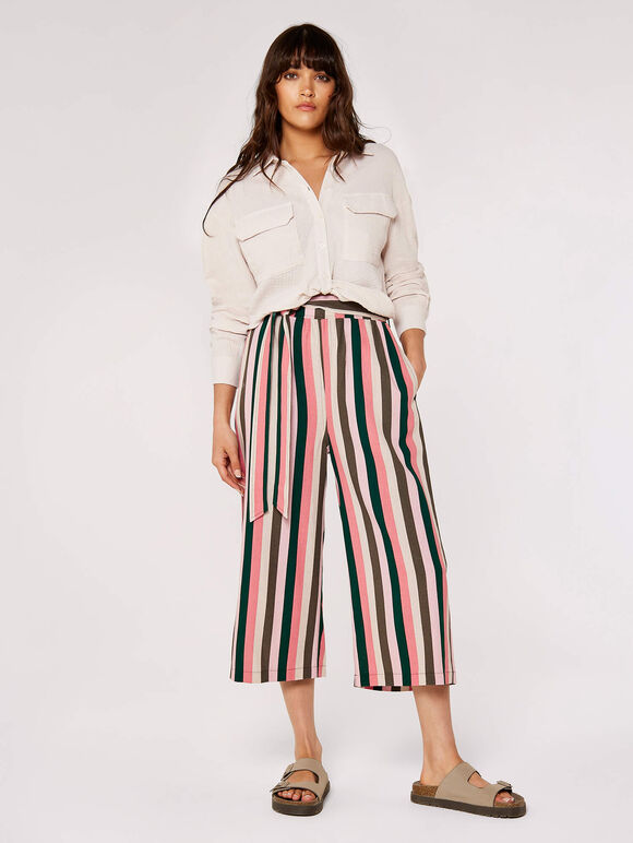 Vertical Stripe Culottes, Pink, large